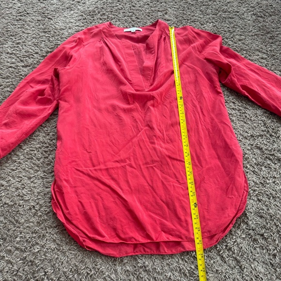 Amanda Uprichard Red 100% Silk Blouse Top Pullover V Neck 3/4 Sleeve M - Picture 5 of 6